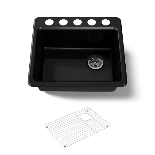 [KOH-5872-5UA1-7] Kohler 5872-5UA1-7 Riverby 25" Undermount Single Bowl Kitchen Sink Black