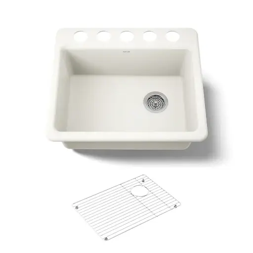 [KOH-5872-5UA1-96] Kohler 5872-5UA1-96 Riverby 25" Undermount Single Bowl Kitchen Sink Biscuit