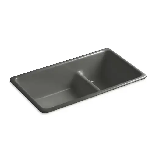 [KOH-6625-58] Kohler 6625-58 Iron Tones 33" Undermount Double Bowl Kitchen Sink Thunder Grey