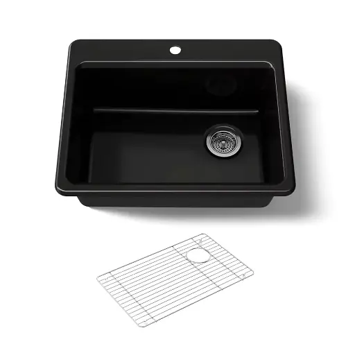 [KOH-8668-3A1-7] Kohler 8668-3A1-7 Riverby 27" Top Mount Single Bowl Kitchen Sink Black