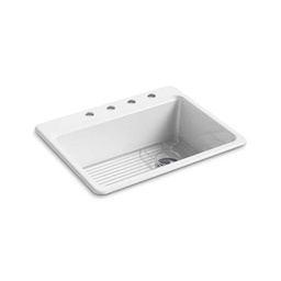 [KOH-8668-4A1-0] Kohler 8668-4A1-0 Riverby 27 X 22 X 9-5/8 Top-Mount Single-Bowl Kitchen Sink With Bottom Sink Rack And 4 Faucet Holes