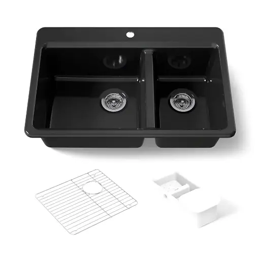 [KOH-8669-1A2-7] Kohler 8669-1A2-7 Riverby 33" Top Mount Workstation Kitchen Sink Black