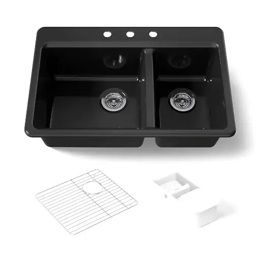 [KOH-8669-3A2-7] Kohler 8669-3A2-7 Riverby 33" Top Mount Workstation Kitchen Sink Black
