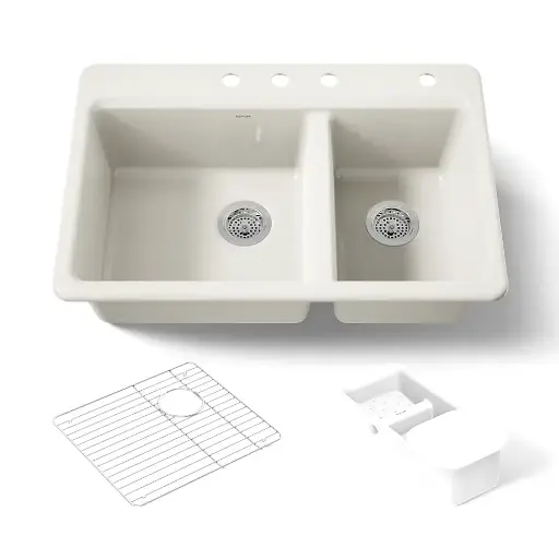 [KOH-8669-4A2-96] Kohler 8669-4A2-96 Riverby 33" Double Bowl Workstation Kitchen Sink Biscuit