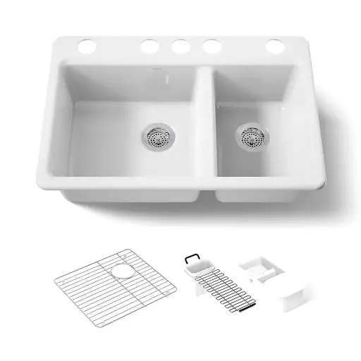 [KOH-8669-5UA3-0] Kohler 8669-5UA3-0 Riverby 33" Undermount Workstation Kitchen Sink White