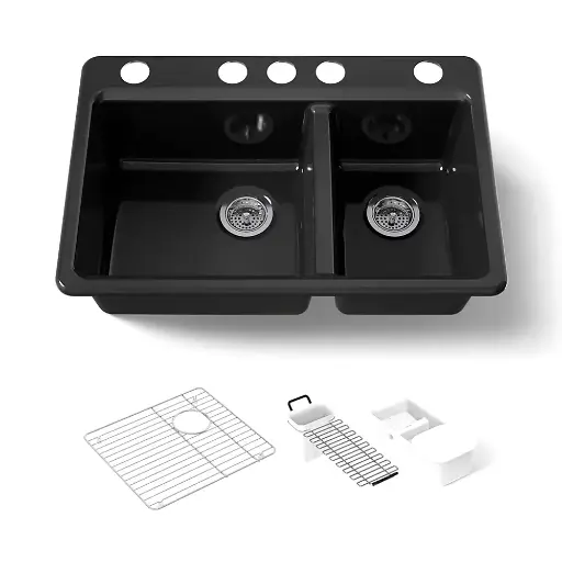[KOH-8669-5UA3-7] Kohler 8669-5UA3-7 Riverby 33" Undermount Workstation Kitchen Sink Black
