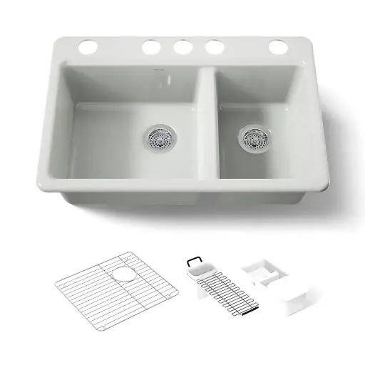 [KOH-8669-5UA3-FF] Kohler 8669-5UA3-FF Riverby 33" Undermount Workstation Kitchen Sink Sea Salt