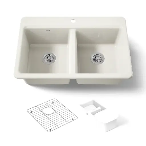 [KOH-8679-1A2-96] Kohler 8679-1A2-96 Riverby 33" Top Mount Workstation Kitchen Sink Biscuit
