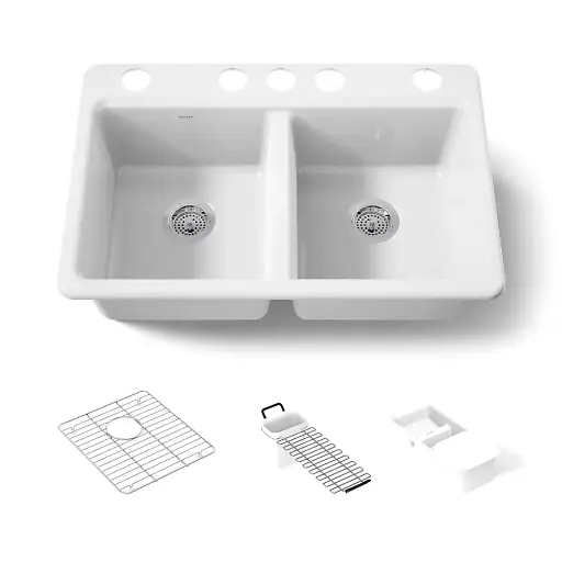 [KOH-8679-5UA3-0] Kohler 8679-5UA3-0 Riverby 33" Undermount Workstation Kitchen Sink White