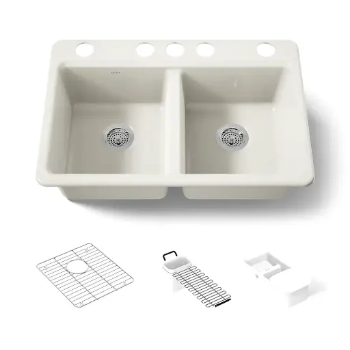 [KOH-8679-5UA3-96] Kohler 8679-5UA3-96 Riverby 33" Undermount Workstation Kitchen Sink Biscuit