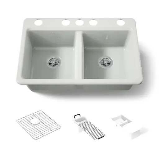 [KOH-8679-5UA3-FF] Kohler 8679-5UA3-FF Riverby 33" Undermount Workstation Kitchen Sink Sea Salt