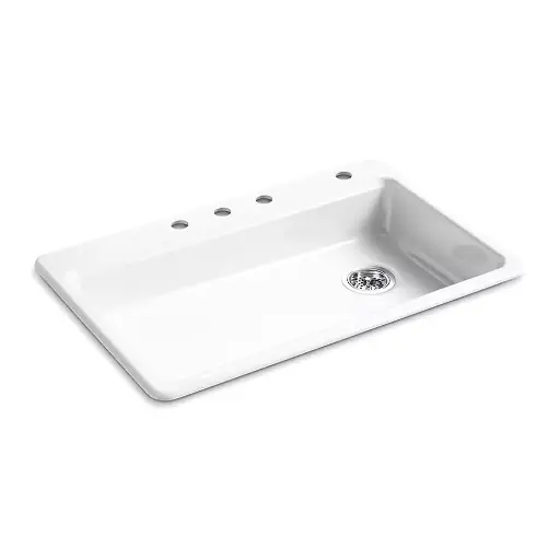 [KOH-8689-4-0] Kohler 8689-4-0 Riverby 33" Top Mount Kitchen Sink White