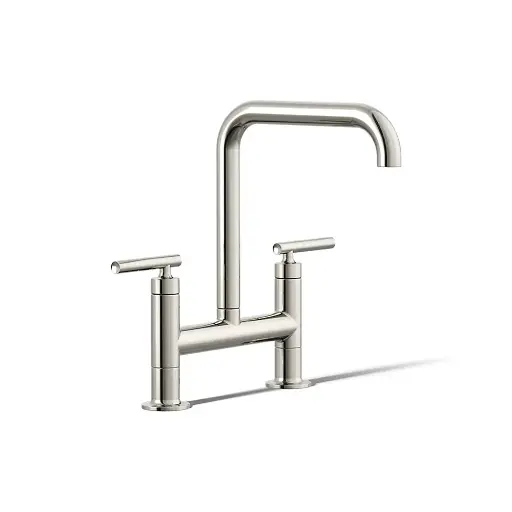 [KOH-7547-4-SN] Kohler 7547-4-SN Purist Deck Mount Bridge Faucet Vibrant Polished Nickel