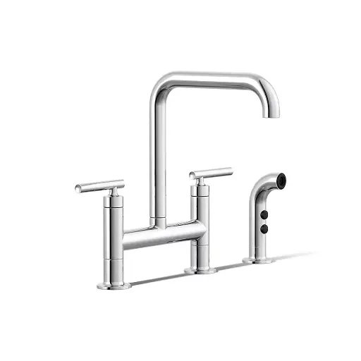 [KOH-7548-4-CP] Kohler 7548-4-CP Purist Two Hole Bridge Kitchen Faucet Polished Chrome