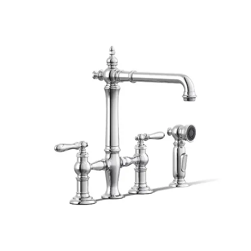 [KOH-76519-4-CP] Kohler 76519-4-CP Artifacts Three Hole Bridge Kitchen Faucet Polished Chrome