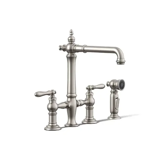 [KOH-76519-4-VS] Kohler 76519-4-VS Artifacts Three Hole Bridge Kitchen Faucet Vibrant Stainless