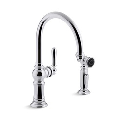 [KOH-99262-CP] Kohler 99262-CP Artifacts 2-Hole Kitchen Sink Faucet With 14-11/16 Swing Spout And Matching Finish Two-Function Side-Spray With Sweep And Berrysoft Spray Arc Spout Design
