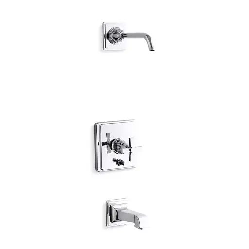 [KOH-T13133-3AL-CP] Kohler T13133-3AL-CP Pinstripe Pure Bath and Shower Trim Kit Polished Chrome