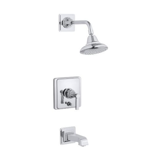 [KOH-T13133-4A-CP] Kohler T13133-4A-CP Pinstripe Pure Rite-Temp Pressure-Balancing Bath And Shower Faucet Trim With Lever Handle