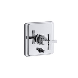 [KOH-T98757-3A-CP] Kohler T98757-3A-CP Pinstripe Rite-Temp Pressure-Balancing Valve Trim With Diverter And Plain Cross Handle Valve Not Included