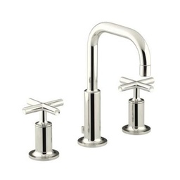 [KOH-14406-3-SN] Kohler 14406-3-SN Purist Widespread Lavatory Faucet With Low Gooseneck Spout And Low Cross Handles