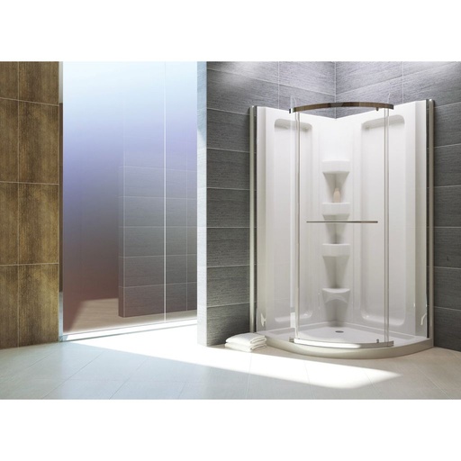 [MIR-38RFDPS] Mirolin 38RFDPS Corner 38" Round Front Sliding Door Plain Silver