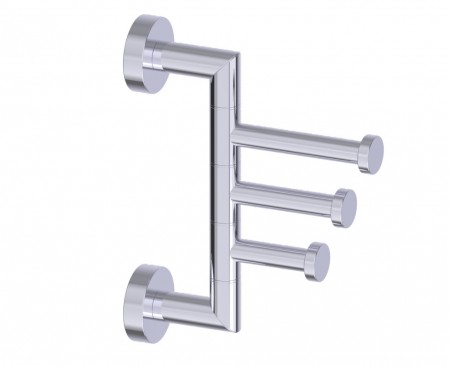 [KART-144133-75] Kartners 144133-75 OSLO Triple Robe Hook Swivel Unlacquered Brass