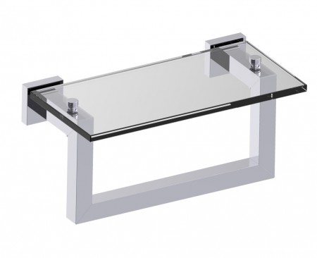 [KART-248676-33] Kartners 248676-33 LONDON Glass Shelf w/ Towel Bar 10"- Titanium 