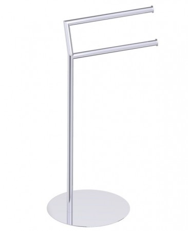 [KART-KFS-RD-SP-DTR-81] Kartners KFS-RD-SP-DTR-81 Free Standing Double Towel Rail Round Brushed Nickel