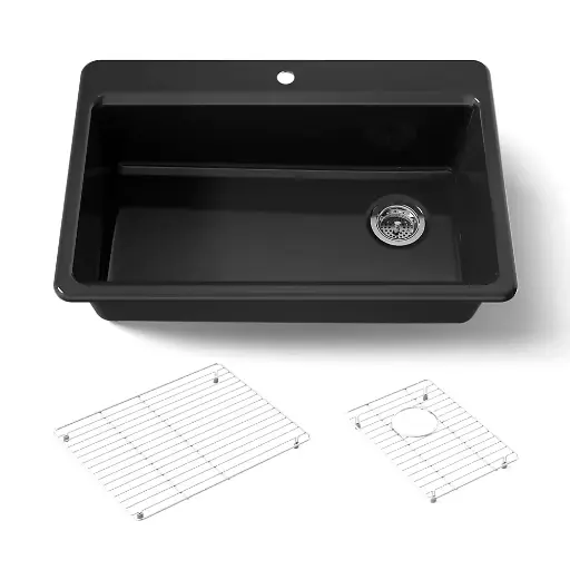 [KOH-5871-1A1-7] Kohler 5871-1A1-7 Riverby 33" Top Mount Single Bowl Kitchen Sink Black
