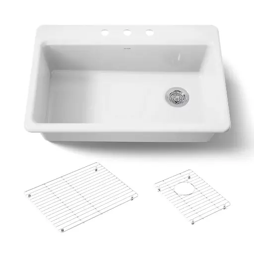 [KOH-5871-3A1-0] Kohler 5871-3A1-0 Riverby 33" Top Mount Single Bowl Kitchen Sink White