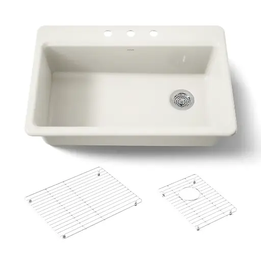 [KOH-5871-3A1-96] Kohler 5871-3A1-96 Riverby 33" Top Mount Single Bowl Kitchen Sink Biscuit