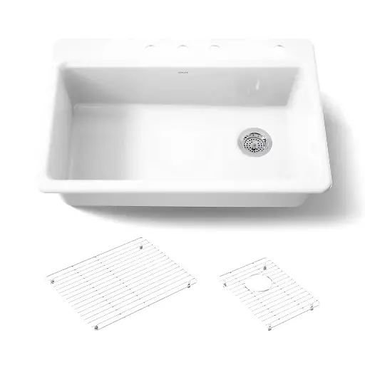 [KOH-5871-4A1-0] Kohler 5871-4A1-0 Riverby 33" Top Mount Single Bowl Kitchen Sink White
