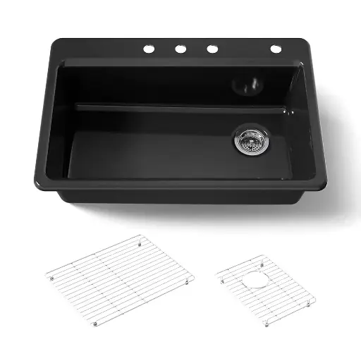 [KOH-5871-4A1-7] Kohler 5871-4A1-7 Riverby 33" Top Mount Single Bowl Kitchen Sink Black
