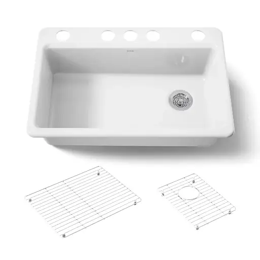 [KOH-5871-5UA1-0] Kohler 5871-5UA1-0 Riverby 33" Undermount Single Bowl Kitchen Sink White
