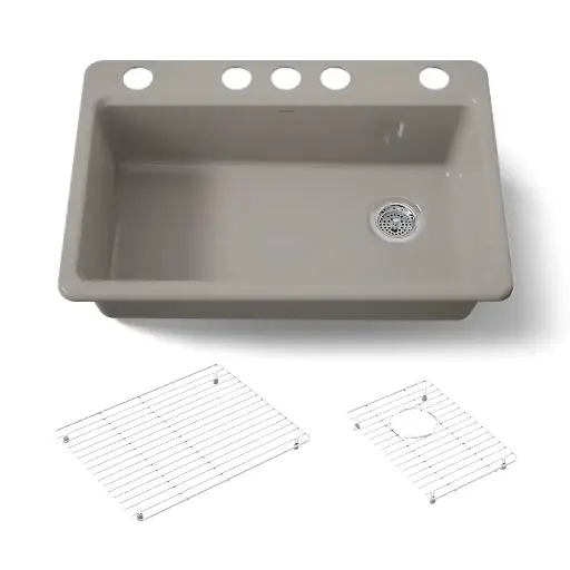 [KOH-5871-5UA1-TRF] Kohler 5871-5UA1-TRF Riverby 33" Undermount Single Bowl Kitchen Sink Truffle