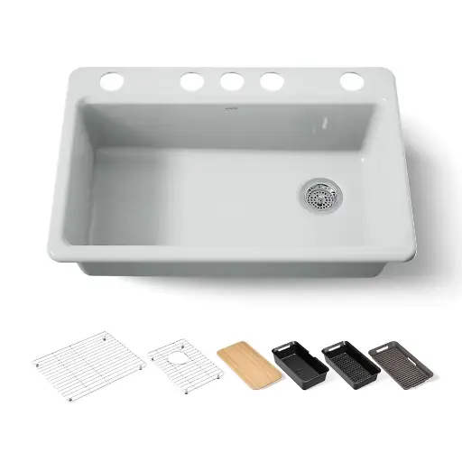 [KOH-5871-5UPC-95] Kohler 5871-5UPC-95 Riverby 33" Undermount Workstation Kitchen Sink Ice Grey