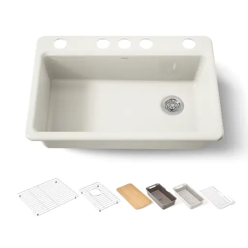 [KOH-5871-5UPC-96] Kohler 5871-5UPC-96 Riverby 33" Undermount Workstation Kitchen Sink Biscuit