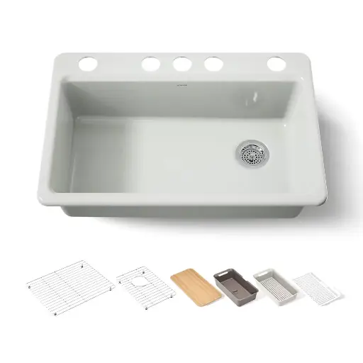 [KOH-5871-5UPC-FF] Kohler 5871-5UPC-FF Riverby 33" Undermount Workstation Kitchen Sink Sea Salt