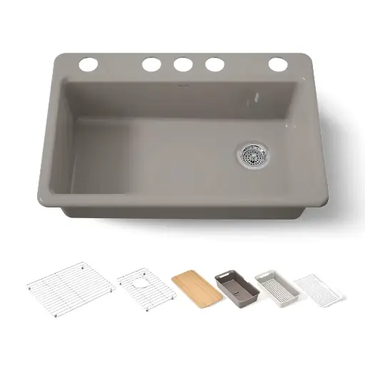 [KOH-5871-5UPC-TRF] Kohler 5871-5UPC-TRF Riverby 33" Undermount Workstation Kitchen Sink Truffle