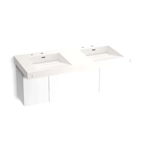 [KOH-81030-BPW-KCD] Kohler 81030-BPW-KCD Constellation 60" Wall Mount Basin Lavatory System Designer White
