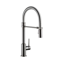 [DEL-9659-KS-DST] Delta 9659 Trinsic Pro Single Handle Pull Down Kitchen Faucet Spring Spout Black Stainless