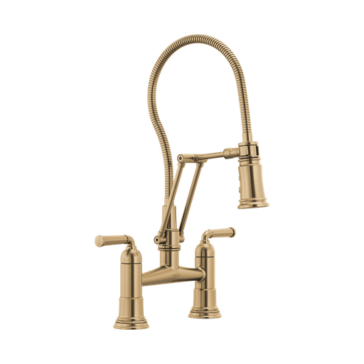 [BRI-62174LF-GL] Brizo 62174LF-GL Rook Articulating Bridge Faucet With Finished Hose Luxe Gold