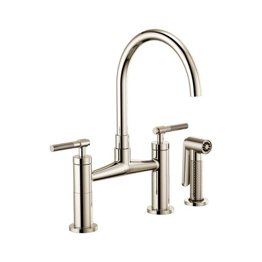 [BRI-62543LF-PN] Brizo 62543LF-PN Litze Bridge Faucet Knurled Handle Polished Nickel