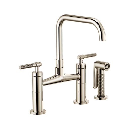 [BRI-62553LF-PN] Brizo 62553LF-PN Litze Bridge Faucet Square Spout Knurled Handle Polished Nickel