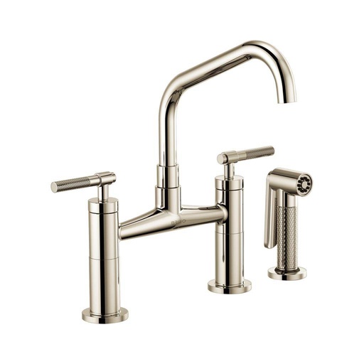 [BRI-62563LF-PN] Brizo 62563LF-PN Litze Bridge Faucet Angled Spout Knurled Handle Polished Nickel