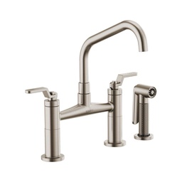 [BRI-62564LF-SS] Brizo 62564LF Litze Bridge Facuet With Angled Spout Industrial Handle Stainless