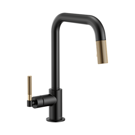 [BRI-63053LF-BLGL] Brizo 63053LF-BLGL Litze Pull Down Square Spout Knurled Handle Faucet Luxe Gold Matte Black