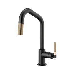 [BRI-63063LF-BLGL] Brizo 63063LF Litze Pull Down Angled Spout Knurled Handle Faucet Luxe Gold Matte Black