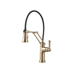 [BRI-63225LF-GL] Brizo 63225LF Artesso Articulating Arm Kitchen Faucet Luxe Gold